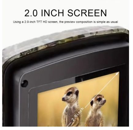 Hunting Trail Camera with 2-Inch Screen, 720P HD Wildlife Trail Camera, Night Vision PIR 10m, 0.8s Trigger Motion Activated, for Outdoor Wildlife Monitoring Camouflage