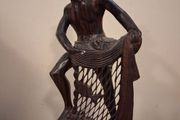 Tall Asian Rosewood Carved Fisherman statue