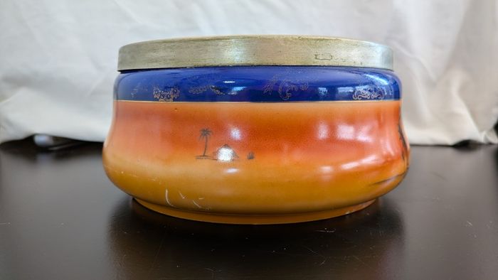 Antique Camel Desert Hand Painted Bowl Cobalt Blue EPNS Rim Noritake Style