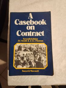 A Casebook On Contract Law. J.C.Smith & J. A. C. Thomas. 7th Edition  Large Volume Paperback In Good Condition. See Photos For Same.