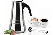 Rainbean Moka Stove Top Pot Espresso Maker 300 ml / 6 Cups Stainless Steel Gift Set works on Induction Hob