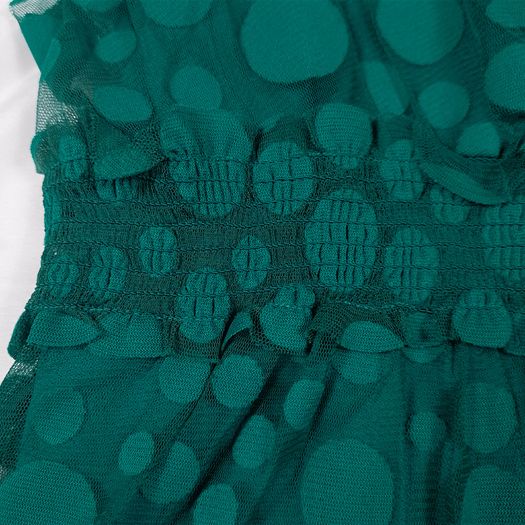 Vila Deep Teal Green Polka Dot Mesh Layered V-Neck Tank Top Cami Size XL
