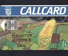 1996 Ireland 10 unit The Design a Callcard 1995 winning design was made by Noelle Flynn (Schlumberger SC7) Call Card Used. Telecom Eireann card number 1125