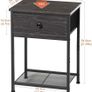 Bedside Table Set of 2, Small Side Table with Fabric Drawer, Sofa Table with Storage Shelf, Nightstand with Metal Frame for Bedroom, Living Room, Dark Grey Image 2