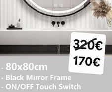 LED Bathroom Mirror Black Frame Antifog 80cm