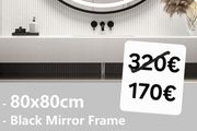 LED Bathroom Mirror 80cm Fog Free Black Frame Dual LED