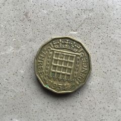 Old English threepence 1954