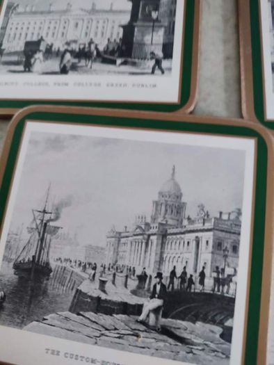Set Of 6 Small Coasters Of Old Dublin Sites In Box.