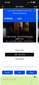 Luke combs tickets for Slane Castle