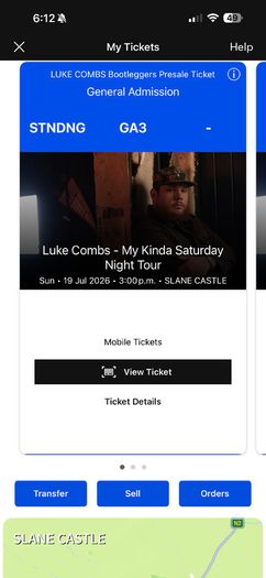 Luke combs tickets for Slane Castle