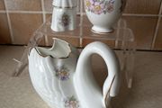 Vintage Royal Tara " Irish Blossom " Swan Choir Boy &amp; Vase