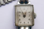 Vintage 1940 / 1950s art deco Silver Chrome Square Bezel Case Ladies watch / art deco cocktail watch, works well