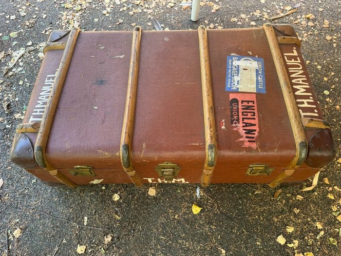 Vintage Mid-Century Union-Castle Line Ocean Liner Steamer Trunk / Suitcase (c. 1950s/60s)