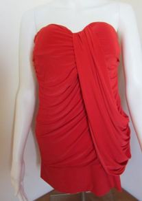 Red strapless mini dress
