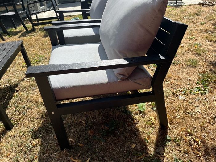 Garden furniture conversation set: sofa, armchairs & coffee table