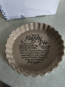 Vintage Illustrated Recipe Pie Dish