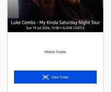 Luke combs tickets x2 Sunday, Slane