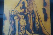 Pieta pyrography/pokerwork picture