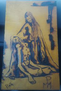 Pieta pyrography/pokerwork picture