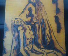 Pieta pyrography/pokerwork picture