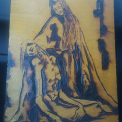 Pieta pyrography/pokerwork picture