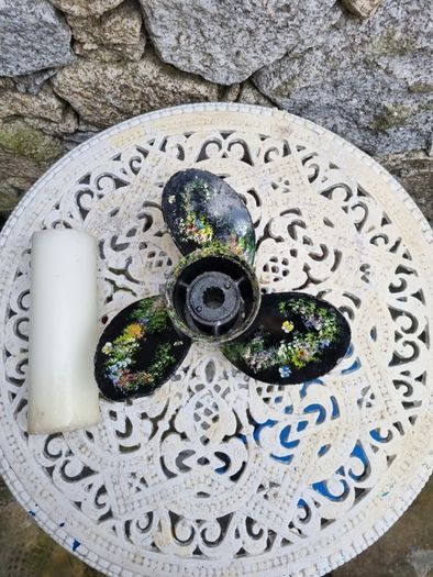 boat propeller hand painted candle holder