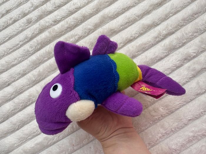Fiesta The Fish Philosophy Pete The Perch Purple Plush Fish approx. 20 cm. long Used Please see photos