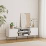 White Wood TV Stand for up to 65 Inch TV, 137cm TV Unit with 2 Cabinets and Open Shelves, Modern TV Console Table for Living Room,53.9 x 15.0 x 18.9 inches Image 5