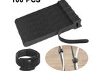 100x Velcro Black Adjustable Reusable Cable Straps