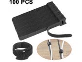 100x Velcro Black Adjustable Reusable Cable Straps