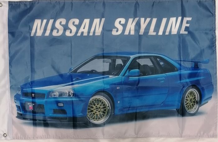 Nissan Skyline flag blue 3ft x 2ft.