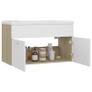 Sink Cabinet with Built-in Basin White and Sonoma Oak Chipboard Image 4