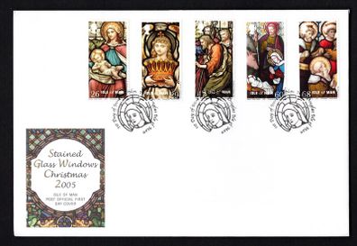 2005 Isle of Man Christmas Stained-glass Window Commemorative Stamps First Day Cover (FDC)