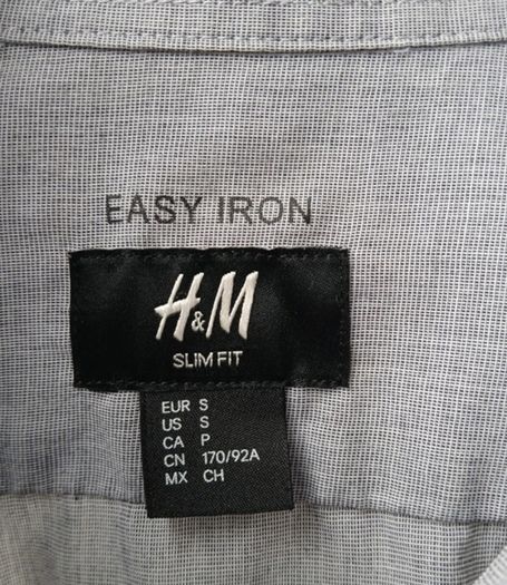 Mens H&M slim fit easy iron size S long sleeved grey shirt