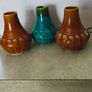 Set of 3 vases 2 browne Small Vase Designs From The Book Of Kells thered one GreenVintage St Michaels House Pottery Designs From The Book Of Kells Image 6