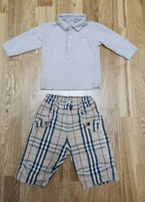 Genuine Burberry Pants age 12 months + Authentic Burberry Shirt age 9 months