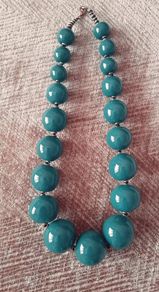 Large Beaded necklace teal