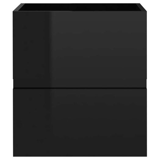 Sink Cabinet with Built-in Basin High Gloss Black Chipboard