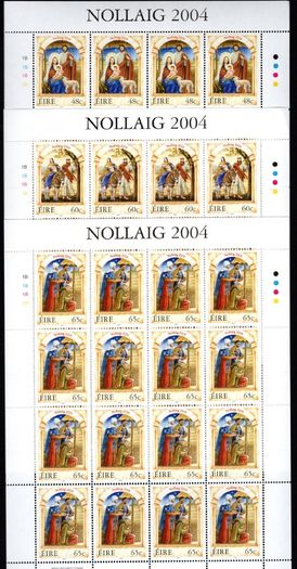 2004 Ireland Christmas Commemorative Stamps Sheetlet Plate 1A1A1A1A Mint Never Hinged (MNH)