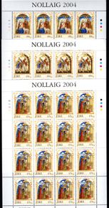 2004 Ireland Christmas Commemorative Stamps Sheetlet Plate 1B1B1B1B Mint Never Hinged (MNH)