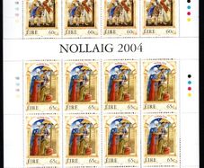 2004 Ireland Christmas Commemorative Stamps Sheetlet Plate 1B1B1B1B Mint Never Hinged (MNH)
