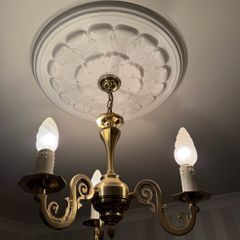 Vintage Solid Brass 3-Arm Chandelier