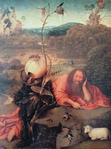 An Original Rare Print from Picture Relics - Saint John the Baptist in Meditation (1510) by HIERONYMOUS BOSCH