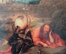 An Original Rare Print from Picture Relics - Saint John the Baptist in Meditation (1510) by HIERONYMOUS BOSCH