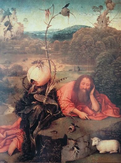 An Original Rare Print from Picture Relics - Saint John the Baptist in Meditation (1510) by HIERONYMOUS BOSCH