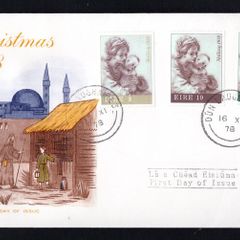1978 Ireland Christmas : "The Virgin and Child" (Guercino) Commemorative Stamp Illustrated Hibernian First Day Cover (FDC) with Dun Laoghaire steele cancel