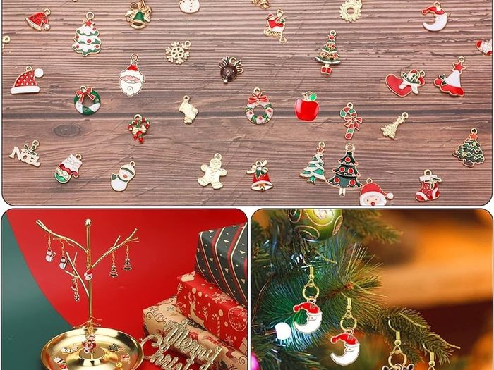 FREE SHIPPING 110Pcs Christmas Gold Enamel Charms DIY Jewelry Making Charms Pendants for Bracelet Necklace Earring Craft Supplies