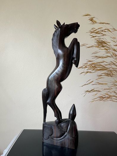 Vintage Ebony Wood Horse