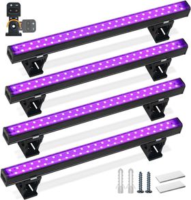 Black UV Light Bar, 10W 1ft USB Black Light, Adjustable LED Blacklight for Fluorescent Poster Glow Party Body Paint, Halloween Decorations, Portable UV Lights for Cabinet (4 Pack)