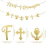 2pcs, Frist Holy Communion Paper Banner Garland, Glitter Letter Bunting Banner, Image 2